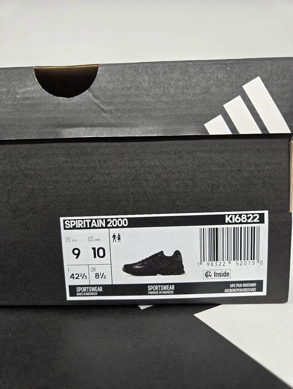 adidas Men's Spiritain 2000 Black Grey Carbon Shoes Size 9 New